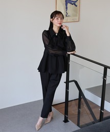 パールモチーフペプラムブラウス&パンツ2点セット 卒業式 入学式 七五三 セレモニー パーティードレス オケージョンドレス お呼ばれ 20代 30代