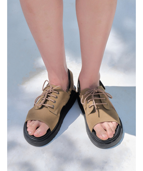 SHOEHI（シューハイ）の「[ムシンサ単独] オリバー レースアップ ベルクロ サンダル(3Colors)_S7545（サンダル・メンズ・ブラック/ブラック系その他・MEDIUM/SMALL/LARGE）」の3枚目の写真