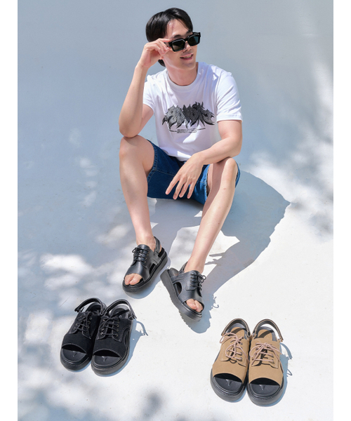 SHOEHI（シューハイ）の「[ムシンサ単独] オリバー レースアップ ベルクロ サンダル(3Colors)_S7545（サンダル・メンズ・ブラック/ブラック系その他・MEDIUM/SMALL/LARGE）」の4枚目の写真