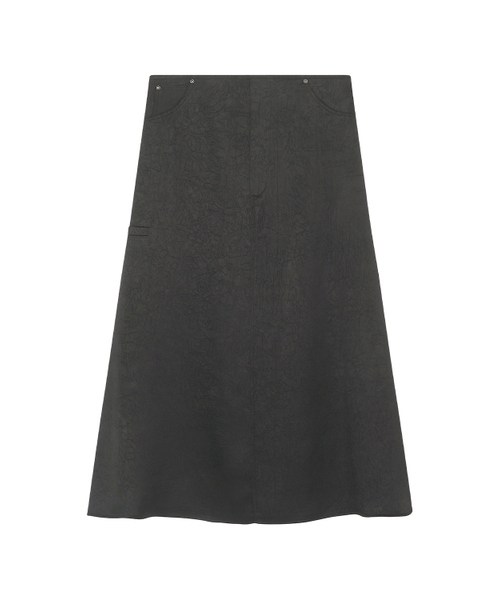 MIDNLOW（ミッドアンドロー）の「Crease satin skirt (Black)（スカート・レディース・その他・FREE）」の2枚目の写真