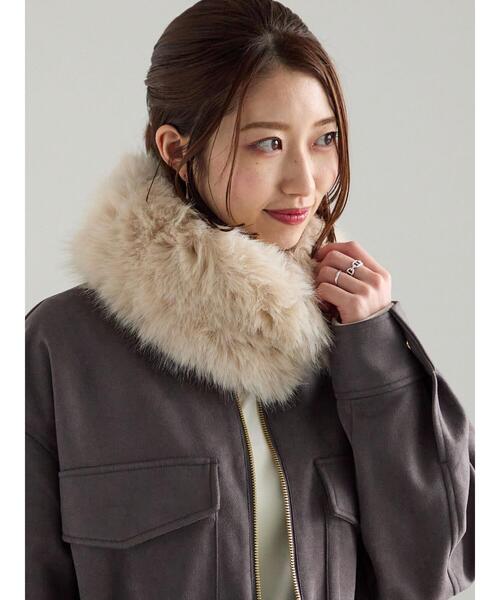 Te chichi（テチチ）の「ファーティペット（ストール/ショール・レディース・モカ/オフホワイト/グレー・F）」の2枚目の写真