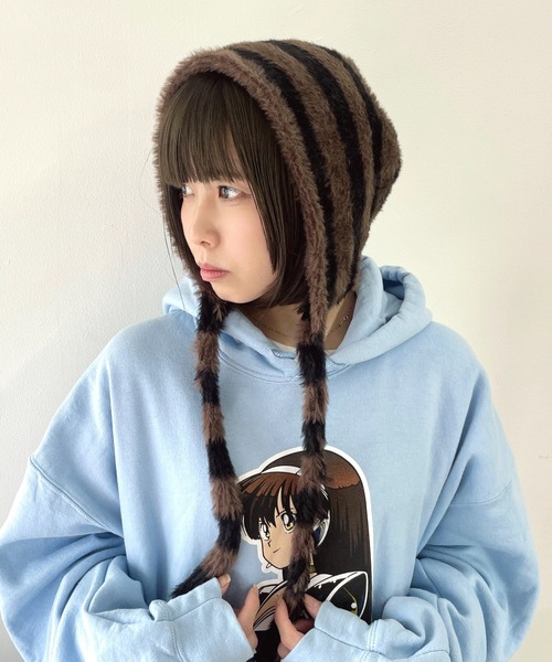 WEGO（ウィゴー）の「WEGO/ボーダーバラクラバ（ハット・レディース・ブラウン/ホワイト・FREE）」の5枚目の写真