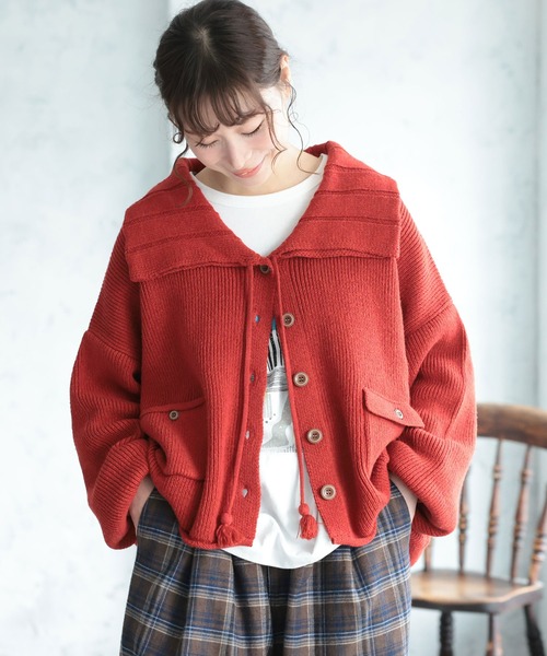 soulberry(ソウルベリー)の「赤レンガのカーディガン(カーディガン/ボレロ・レディース・レンガ・M/L/LL/3L/4L/5L)」の1枚目の写真