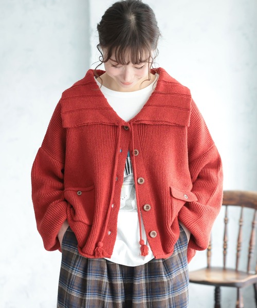 soulberry(ソウルベリー)の「赤レンガのカーディガン(カーディガン/ボレロ・レディース・レンガ・M/L/LL/3L/4L/5L)」の9枚目の写真