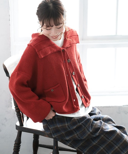 soulberry(ソウルベリー)の「赤レンガのカーディガン(カーディガン/ボレロ・レディース・レンガ・M/L/LL/3L/4L/5L)」の3枚目の写真