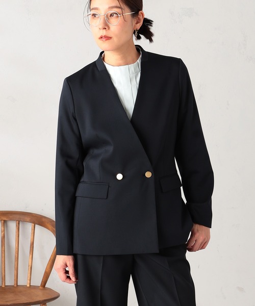 GALLORIA(ギャローリア)の「【セットアップで着られる】キレメクノーカラージャケット(ノーカラージャケット・レディース・ライトグレー/ネイビー・L/LL/M/S)」の8枚目の写真