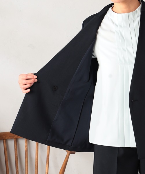 GALLORIA(ギャローリア)の「【セットアップで着られる】キレメクノーカラージャケット(ノーカラージャケット・レディース・ライトグレー/ネイビー・L/LL/M/S)」の10枚目の写真