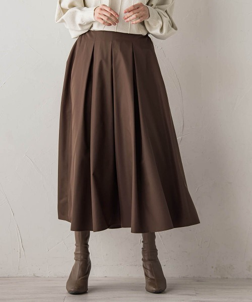 Droite lautreamont（ドロワットロートレアモン）の「タフタタックスカート≪洗濯機で洗える≫（スカート・レディース・オフホワイト/ブラウン・M）」の19枚目の写真