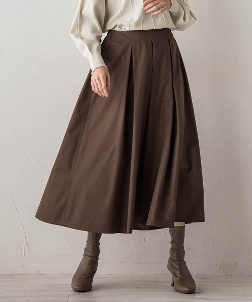 Droite lautreamont（ドロワットロートレアモン）の「タフタタックスカート≪洗濯機で洗える≫（スカート・レディース・オフホワイト/ブラウン・M）」の20枚目の写真