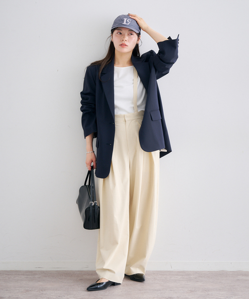 U by SPICK&SPAN（ユーバイスピックアンドスパン）の「2WAYトロタックサスペンダーパンツ（スラックス・レディース・ブラック/アイボリー・36/38）」の13枚目の写真