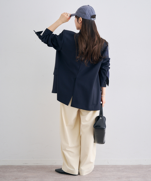 U by SPICK&SPAN（ユーバイスピックアンドスパン）の「2WAYトロタックサスペンダーパンツ（スラックス・レディース・ブラック/アイボリー・36/38）」の15枚目の写真