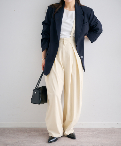 U by SPICK&SPAN（ユーバイスピックアンドスパン）の「2WAYトロタックサスペンダーパンツ（スラックス・レディース・ブラック/アイボリー・36/38）」の16枚目の写真