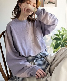 Java（ジャバ）の「《JaVaジャバコラボ》垢抜け!大人のストリートstyleを作る。綿100%スプレーダイ加工オーバーサイズTシャツ(長袖)（Tシャツ/カットソー）」