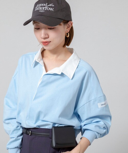 MAQWEL（マクウェル）の「【新色追加】【MAQWEL/マクウェル】ウォッシャブルBIGラガーシャツ（シャツ/ブラウス・レディース・ネイビー/ベージュ/ブラック系その他3/サックスブルー/グレー系その他2・FREE）」の5枚目の写真