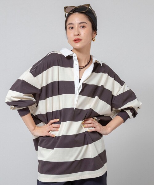 MAQWEL（マクウェル）の「【新色追加】【MAQWEL/マクウェル】ウォッシャブルBIGラガーシャツ（シャツ/ブラウス・レディース・ネイビー/ベージュ/ブラック系その他3/サックスブルー/グレー系その他2・FREE）」の2枚目の写真