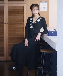 ノーブルカシュクールニットワンピース