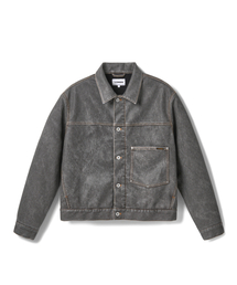 LORES（ロアス）の「Faux Leather Trucker Jacket - Black（ライダースジャケット）」