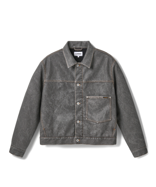 LORES(ロアス)の「Faux Leather Trucker Jacket - Black(ライダースジャケット・レディース・その他・M/L)」の1枚目の写真