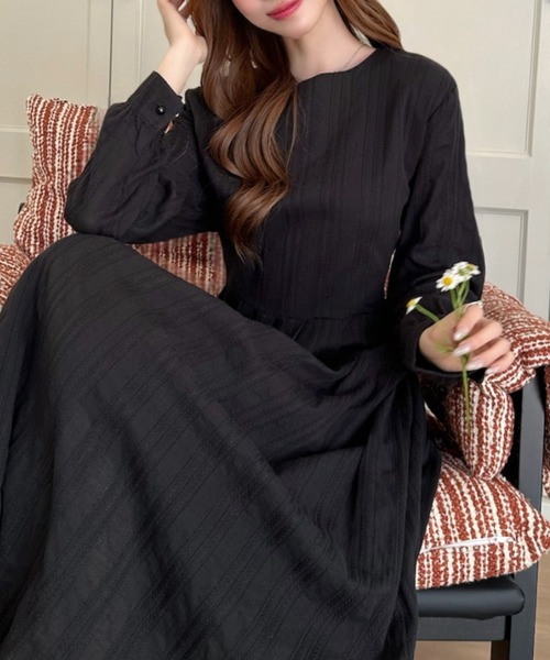 セール】切替 ストライプ フレア シルエット ワンピース（ワンピース