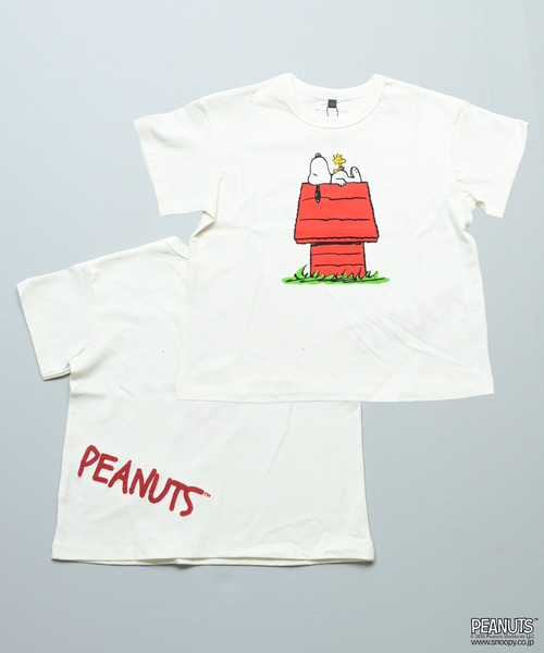 PEANUTS（ピーナッツ）の「【PEANUTS】スヌーピー/プリントTシャツ（Tシャツ/カットソー・キッズ・イエロー/ブラック/オフホワイト/杢グレー・80/90/95/100/110/120/130/140/150）」の2枚目の写真
