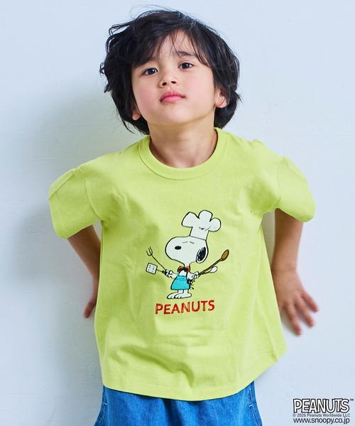 PEANUTS（ピーナッツ）の「【PEANUTS】スヌーピー/プリントTシャツ（Tシャツ/カットソー・キッズ・イエロー/ブラック/オフホワイト/杢グレー・80/90/95/100/110/120/130/140/150）」の6枚目の写真