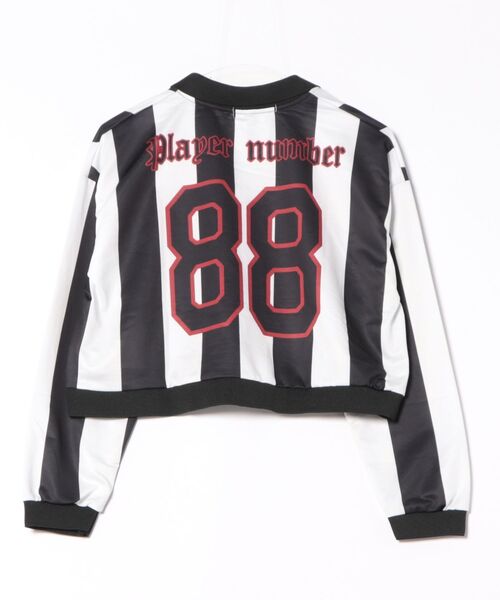 Ritzy(リッツィー)の「サッカージャージ風ストライプTシャツ(ポロシャツ・レディース・レッド/ブラック・M/L)」の8枚目の写真