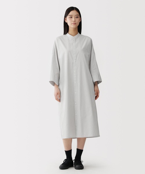 MUJI Labo(ムジラボ)の「〔MUJI Labo〕婦人 ポプリンシャツワンピース(シャツワンピース・レディース・ダークグレー/ネイビー系/サックスブルー・XL/L/M/S)」の3枚目の写真
