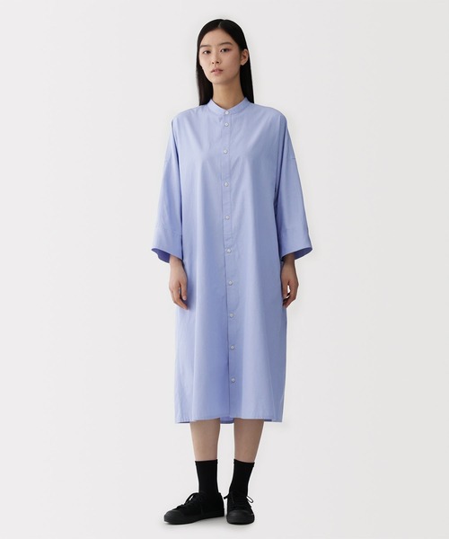 MUJI Labo(ムジラボ)の「〔MUJI Labo〕婦人 ポプリンシャツワンピース(シャツワンピース・レディース・ダークグレー/ネイビー系/サックスブルー・XL/L/M/S)」の2枚目の写真