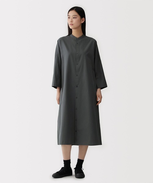 MUJI Labo(ムジラボ)の「〔MUJI Labo〕婦人 ポプリンシャツワンピース(シャツワンピース・レディース・ダークグレー/ネイビー系/サックスブルー・XL/L/M/S)」の1枚目の写真