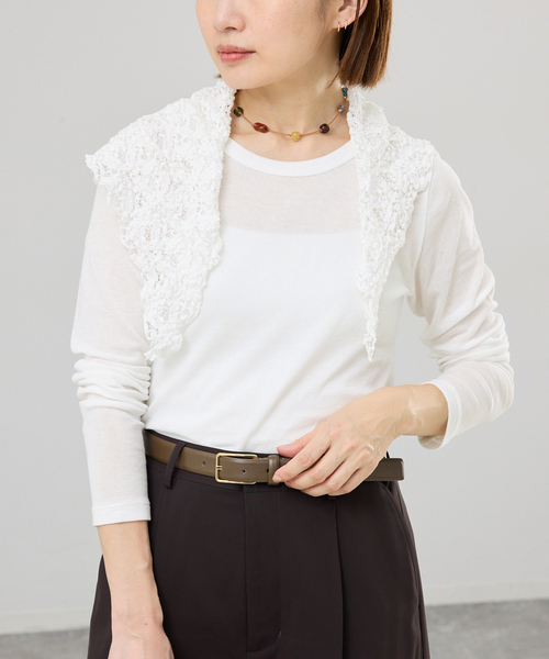 IENA（イエナ）の「コットンシアープルオーバー（Tシャツ/カットソー・レディース・ブルー/ホワイト/ネイビー・FREE）」の4枚目の写真