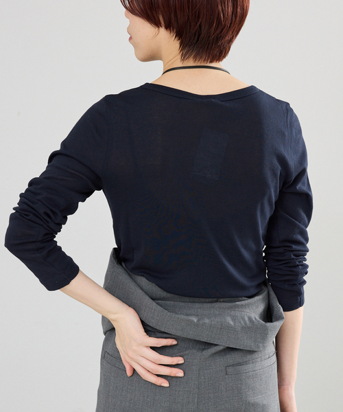 IENA（イエナ）の「コットンシアープルオーバー（Tシャツ/カットソー・レディース・ブルー/ホワイト/ネイビー・FREE）」の9枚目の写真