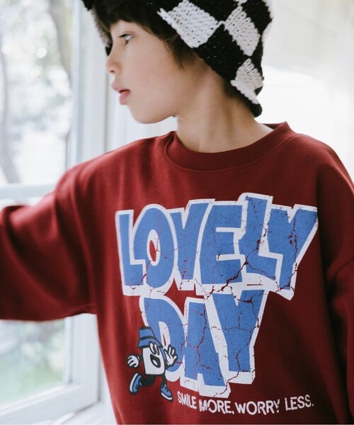 and D. petit main（アンドディープティマイン）の「クラック加工スウェットプルオーバー（スウェット・キッズ・レッド系その他/トップグレー/ブラック・120cm/110cm/100cm/130cm/140cm/90cm）」の4枚目の写真