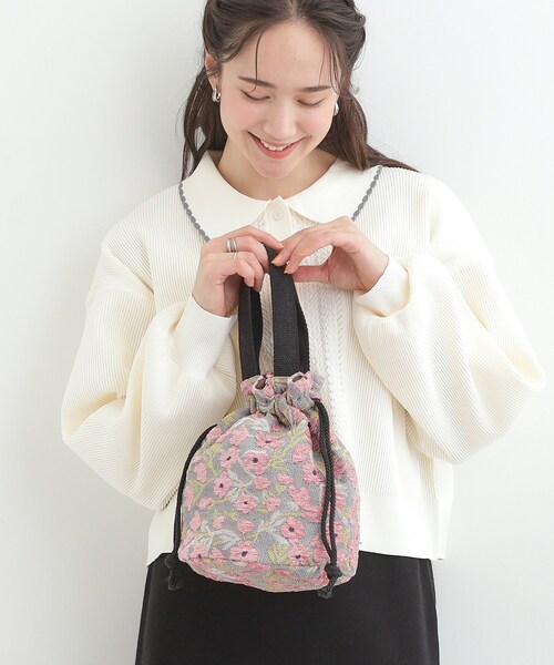 SHOO・LA・RUE（シューラルー）の「【インド製】ジャカード巾着バッグ（トートバッグ・レディース・ピンク系8/ベージュ系3/イエロー系3/ブラック系3・00）」の20枚目の写真