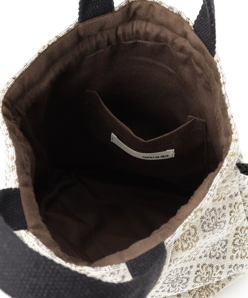 SHOO・LA・RUE（シューラルー）の「【インド製】ジャカード巾着バッグ（トートバッグ・レディース・ピンク系8/ベージュ系3/イエロー系3/ブラック系3・00）」の5枚目の写真