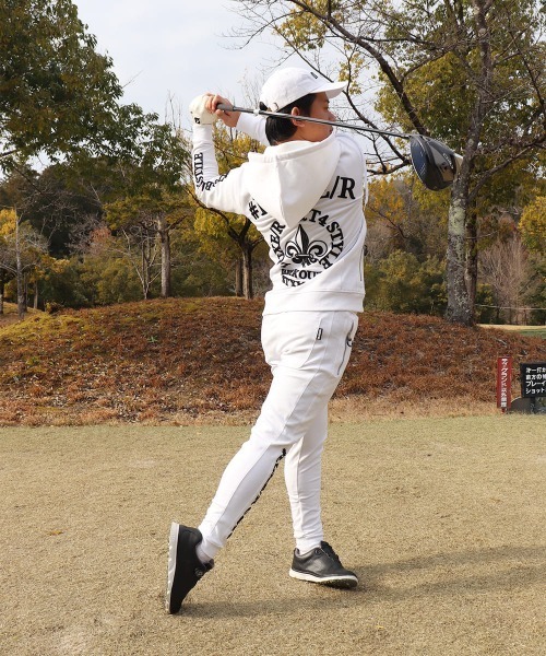 LUXE/R GOLF（ラグジュ ゴルフ）の「(RM)【LUXE/R GOLF】ストレッチ ポンチ コード刺繍 長袖  ジップパーカー（パーカー・メンズ・ブラック/杢グレー/ホワイト・X-LARGE/LARGE/MEDIUM）」の7枚目の写真