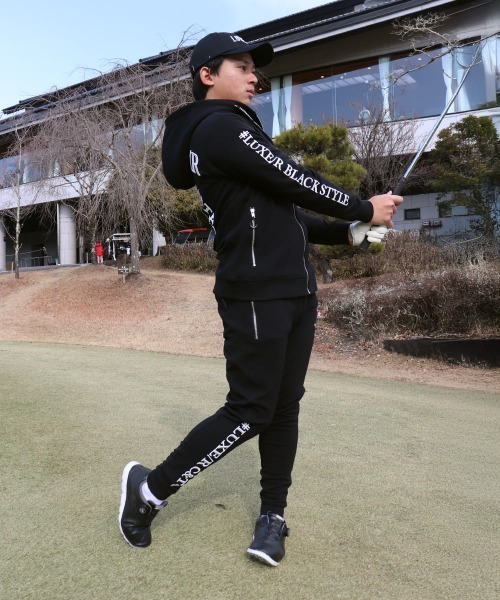 LUXE/R GOLF（ラグジュ ゴルフ）の「(RM)【LUXE/R GOLF】ストレッチ ポンチ コード刺繍 長袖  ジップパーカー（パーカー・メンズ・ブラック/杢グレー/ホワイト・X-LARGE/LARGE/MEDIUM）」の8枚目の写真