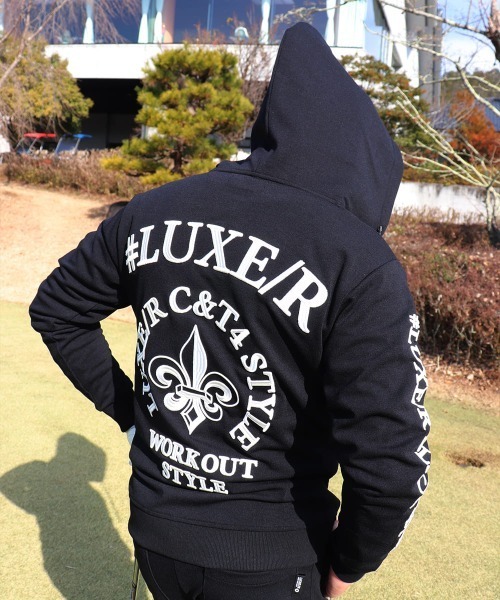 LUXE/R GOLF（ラグジュ ゴルフ）の「(RM)【LUXE/R GOLF】ストレッチ ポンチ コード刺繍 長袖  ジップパーカー（パーカー・メンズ・ブラック/杢グレー/ホワイト・X-LARGE/LARGE/MEDIUM）」の14枚目の写真