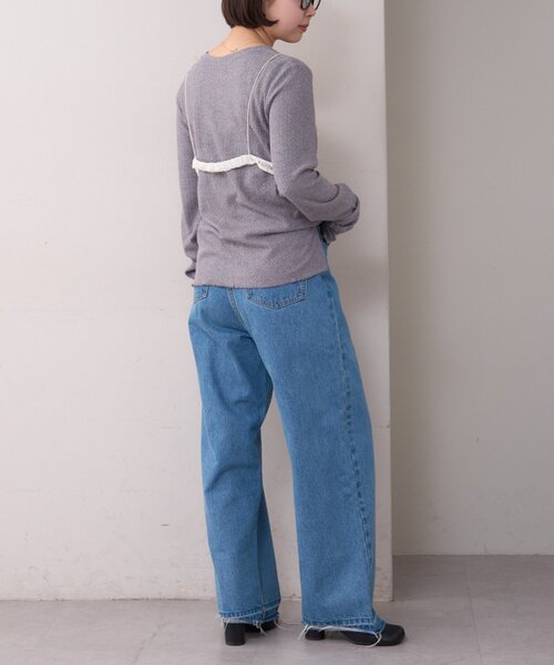 WILLOW(ウィロー)の「【willow】レースブラキャミ付きハニカムトップス(Tシャツ/カットソー・レディース・グレー/イエロー・ONE SIZE)」の8枚目の写真