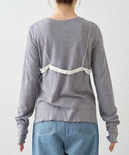 WILLOW(ウィロー)の「【willow】レースブラキャミ付きハニカムトップス(Tシャツ/カットソー・レディース・グレー/イエロー・ONE SIZE)」の12枚目の写真