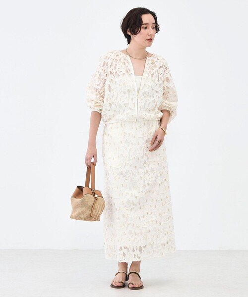 NOLLEY’S（ノーリーズ）の「《セットアップ対応》【KIRYU】ウォッシャブルラメジャガードブルゾン（ブルゾン・レディース・アイボリー・38）」の3枚目の写真