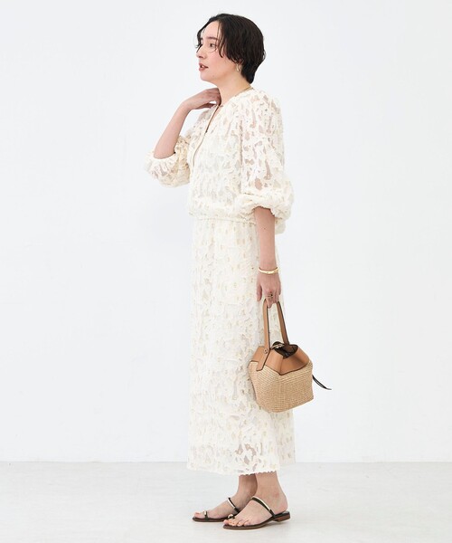 NOLLEY’S（ノーリーズ）の「《セットアップ対応》【KIRYU】ウォッシャブルラメジャガードブルゾン（ブルゾン・レディース・アイボリー・38）」の4枚目の写真