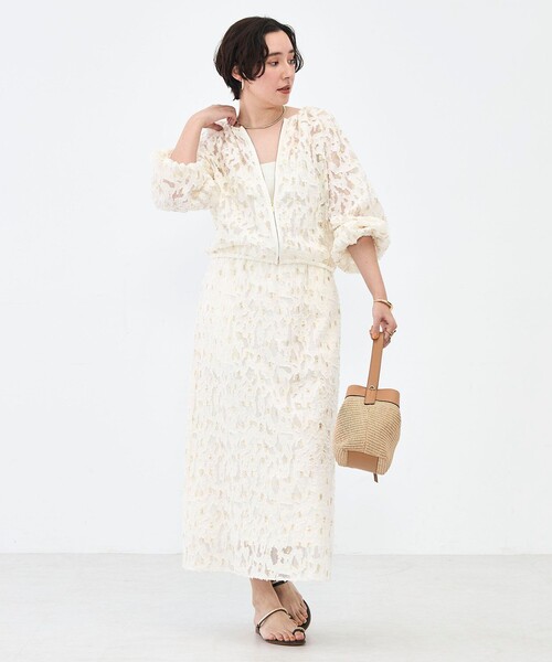 NOLLEY’S（ノーリーズ）の「《セットアップ対応》【KIRYU】ウォッシャブルラメジャガードブルゾン（ブルゾン・レディース・アイボリー・38）」の7枚目の写真