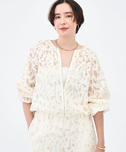 NOLLEY’S（ノーリーズ）の「《セットアップ対応》【KIRYU】ウォッシャブルラメジャガードブルゾン（ブルゾン・レディース・アイボリー・38）」の8枚目の写真