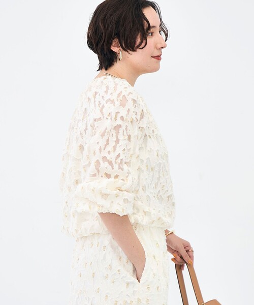 NOLLEY’S（ノーリーズ）の「《セットアップ対応》【KIRYU】ウォッシャブルラメジャガードブルゾン（ブルゾン・レディース・アイボリー・38）」の10枚目の写真