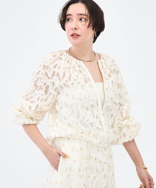 NOLLEY’S（ノーリーズ）の「《セットアップ対応》【KIRYU】ウォッシャブルラメジャガードブルゾン（ブルゾン・レディース・アイボリー・38）」の11枚目の写真