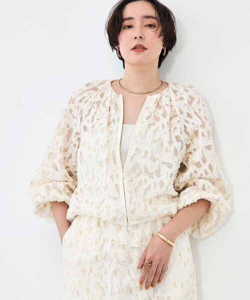 NOLLEY’S（ノーリーズ）の「《セットアップ対応》【KIRYU】ウォッシャブルラメジャガードブルゾン（ブルゾン・レディース・アイボリー・38）」の13枚目の写真