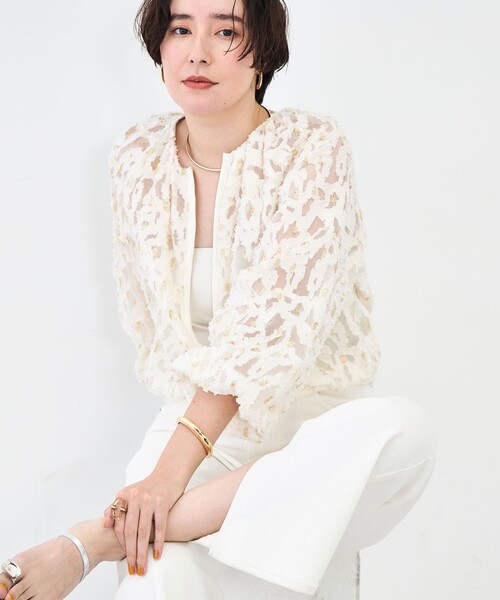 NOLLEY’S（ノーリーズ）の「《セットアップ対応》【KIRYU】ウォッシャブルラメジャガードブルゾン（ブルゾン・レディース・アイボリー・38）」の17枚目の写真