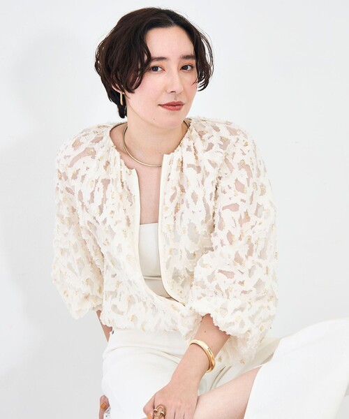 NOLLEY’S（ノーリーズ）の「《セットアップ対応》【KIRYU】ウォッシャブルラメジャガードブルゾン（ブルゾン・レディース・アイボリー・38）」の18枚目の写真