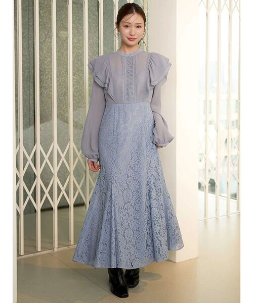 MERCURYDUO（マーキュリーデュオ）の「レース切替マーメイドワンピース（ドレス・レディース・ブルー/ブラック・SMALL/MEDIUM）」の2枚目の写真