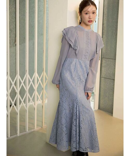 MERCURYDUO（マーキュリーデュオ）の「レース切替マーメイドワンピース（ドレス・レディース・ブルー/ブラック・SMALL/MEDIUM）」の3枚目の写真